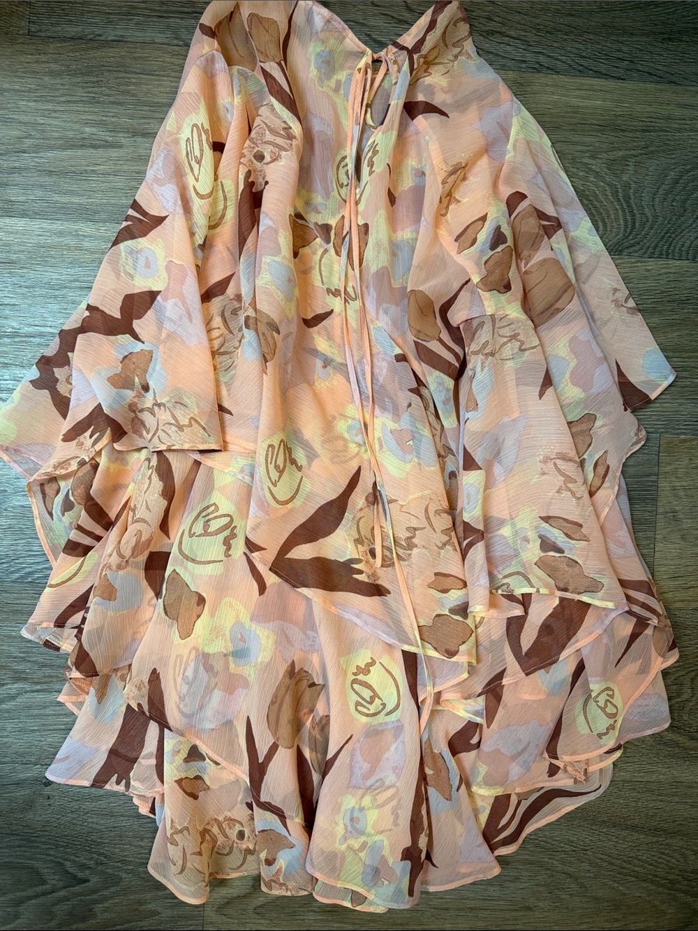 Ted Baker London Pink Floral Ruffle Tiered Chiffon Mini Dress Size 0 - Picture 6 of 7